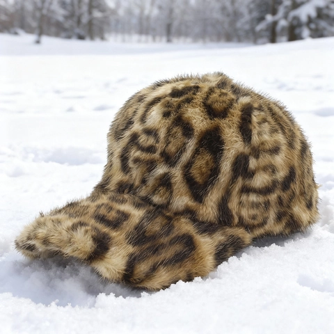 Berretto da Baseball in Ecopelliccia con Stampa Leopardata Uomo Donna Cappello Invernale Caldo in Peluche Antivento