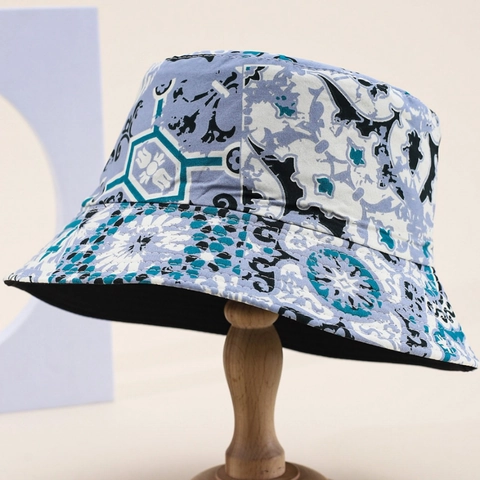 Vintage Baroque Print Cotton Bucket Hat For Men Women Sun Protection Outdoor Casual Foldable Fashion Fisherman Sunshade Cap