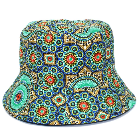 Vintage Ethnic Mandala Bucket Hat Reversible Sun Protection Cotton Cap Geometric Kaleidoscope Print Travel Outdoor Beach Hat