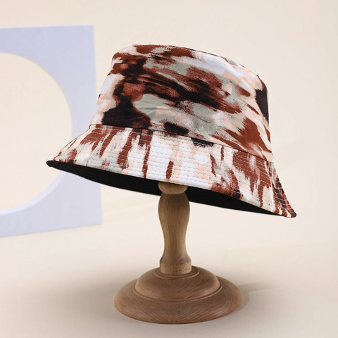 Cappello a Secchiello Tie Dye Reversibile per Uomo Donna Cotone Pieghevole Protezione Solare Outdoor Viaggi Fisherman Hat