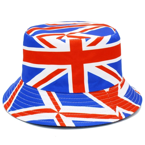 Reversible British Flag Bucket Hat Union Jack Cotton Sun Hat Outdoor Travel Fishermans Cap For Men Women Fashion Streetwear