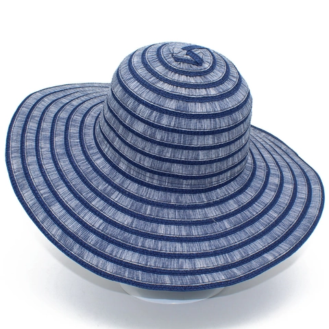 Women Foldable Large Brim Straw Hat Striped Wide Brim Sun Protection Beach Hat Casual Summer Woven Sunshade Visor For Travel