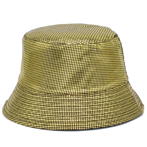 Glänzender Metallic-Gitter-Anglerhut PU-Leder Wasserdichter Sonnenschutz Streetwear Hip Hop Party Festival Hut Für Herren Damen