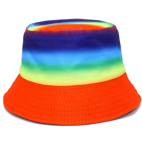Cappello a Secchiello Arcobaleno Reversibile In Misto Cotone Cappello da Sole Estivo Spiaggia Tesa Larga Unisex Pescatore