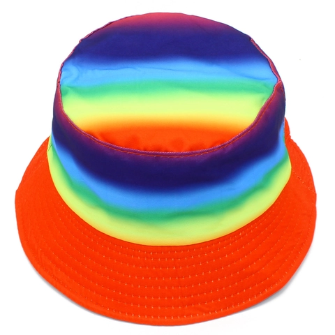 Cappello a Secchiello Arcobaleno Reversibile In Misto Cotone Cappello da Sole Estivo Spiaggia Tesa Larga Unisex Pescatore
