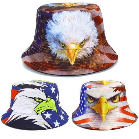Cappello da Pescatore con Motivo Aquila e Bandiera Americana Protezione Solare Outdoor per Uomo Donna Casual Viaggio