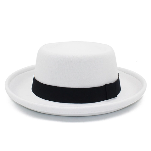 Donna Uomo Francese Vintage Cappello Pork Pie Cotone Poliestere Feltro Fedora Con Nastro In Grosgrain Retro Jazz Cappello