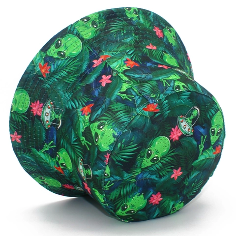 Beidseitiger Alien Druck Baumwolle Fischerhut Für Herren Damen Outdoor Sonnenschutz Streetwear Hip Hop Sonnenhut