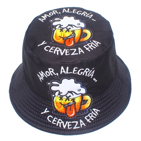 Chapeau Bob Nouveauté Unisexe Imprimé Chope de Bière Slogan Espagnol Coton Protection Solaire Chapeau de Pêcheur pour Fête de la Bière