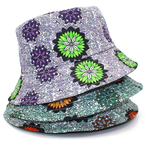Mandala Floral Print Reversible Bucket Hat For Women Men Sun Protection Breathable Cotton Sun Hat For Outdoor Vacation Beach