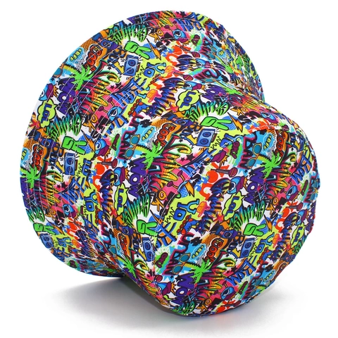 Streetwear Graffiti Print Reversible Bucket Hat For Men Women Cotton Sun Protection Fisherman Hat Outdoor Fashion Hip Hop Summer Cap