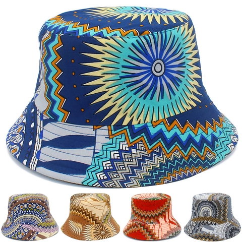 Bohemian Etnische Geometrische Print Vissershoed Katoen Zonbescherming Outdoor Zomer Visserspet Voor Heren Dames Vintage Graffiti Hoed