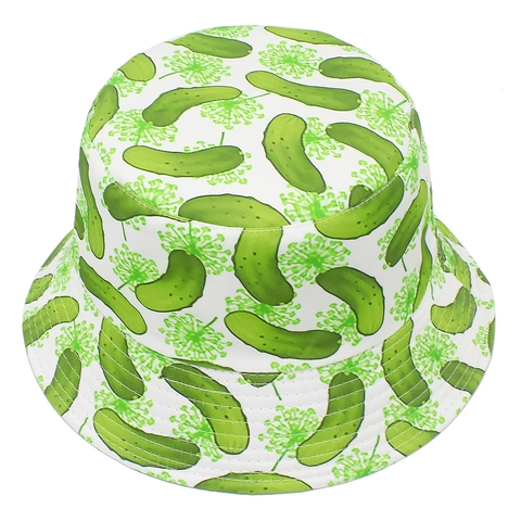 Reversible Cotton Bucket Hat With Creative Pickle Chili Pattern Sun Protection Outdoor Fisherman Hat For Women Men