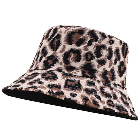 Cappello a Secchiello in Cotone Stampato di Moda Reversibile Protezione Solare Cappello da Pescatore per Donna Uomo Esterno Viaggio Streetwear Graffiti Leopardo Floreale