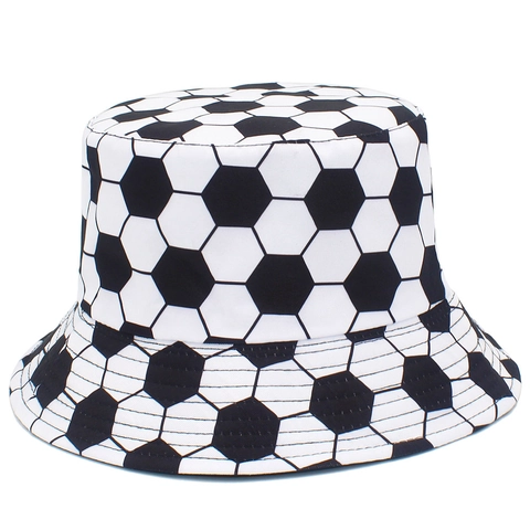 Soccer Pattern Cotton Bucket Hat Sporty Sunshade Fisherman Cap Outdoor Fashion Casual Streetwear Unisex Travel Hat