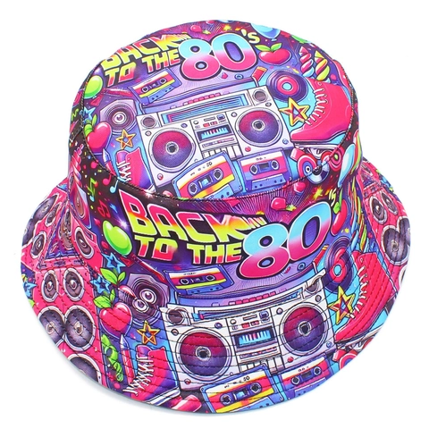 Vintage 80s Retro Graffiti Print Καπέλο Bucket Boombox Tape Σχέδιο Βαμβακερό Καπέλο Ήλιου Για Γυναίκες Άνδρες