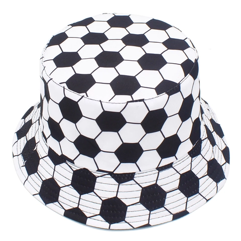 Soccer Pattern Cotton Bucket Hat Sporty Sunshade Fisherman Cap Outdoor Fashion Casual Streetwear Unisex Travel Hat