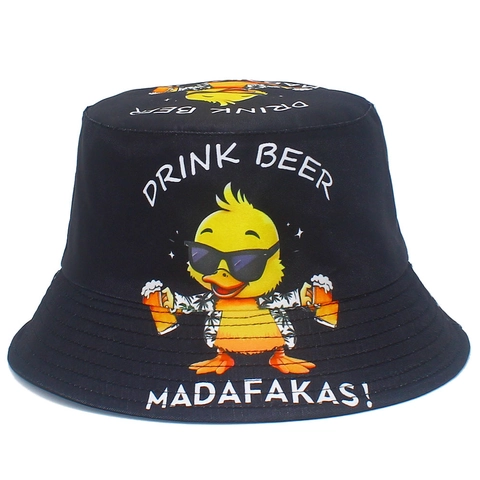 Unisex Katoen Canvas Vissershoed Grappige Cartoon Eend PEW PEW MADAFAKAS Streetwear Outdoor Zonbescherming Vis Hoed