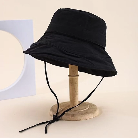 Unisex Foldable Sun Protection Bucket Hat Wide Brim Adjustable Windproof Rope Outdoor Hiking Fishing Cotton Blend Hat