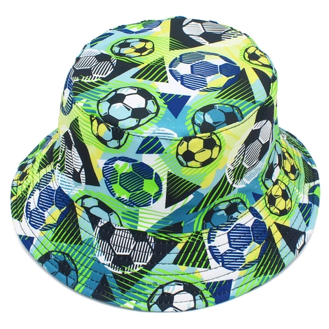 Classic Football Pattern Reversible Bucket Hat Colorful Soccer Print Cotton Blend Sun Hat For Outdoor Sports Men Women