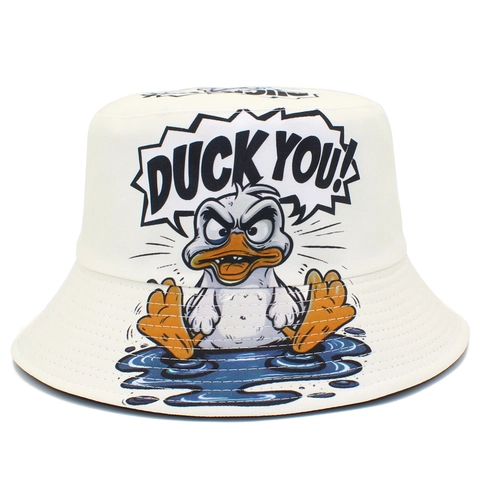 Divertente Cappello da Pescatore con Anatra Arrabbiata in Tela di Cotone Cappello da Sole Casual Streetwear per Uomo Donna