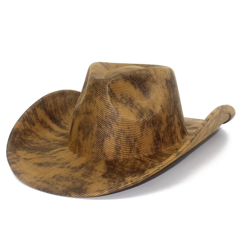 Chapeau de Cowboy Western Vintage pour Hommes Femmes Texturé Large Bord Protection Solaire Style Fedora Rétro Jazz