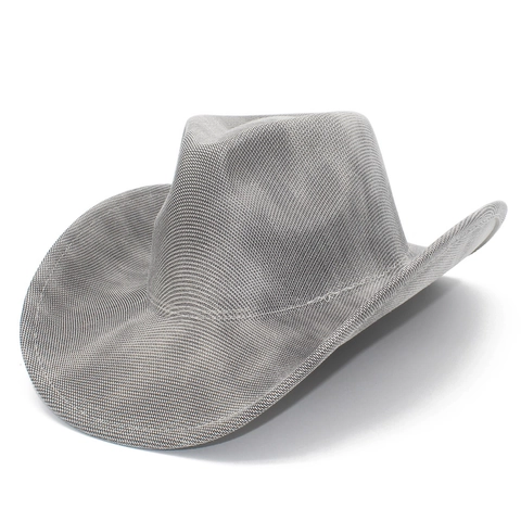 Vintage Western Cowboy Hat For Men Women Polyester Woven Rolled Brim Jazz Fedora Hat Outdoor Travel Solid Color Sunshade Hat