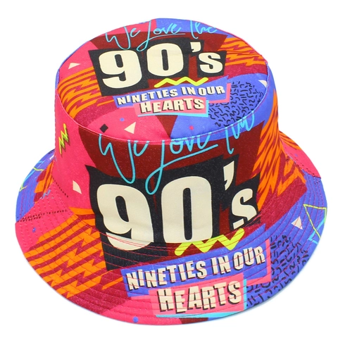 Vintage Nineties Stijl Meerkleurige Alfabet Print Omkeerbare Vissershoed Voor Dames Streetwear Zonwering Katoenen Hoed
