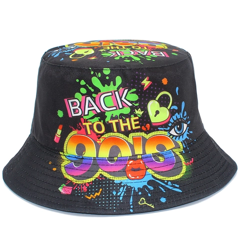 Retro Graffiti Anglerhut Back To The 90s Buchstaben Druck Baumwolle Sonnenschutz Hut Für Damen Herren Streetwear Hip Hop Hut