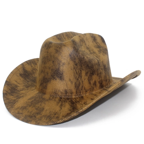 Vintage Western Cowboy Hat For Women Men Wide Brim Marbled Tie Dye Felt Suede Style Outdoor Sunshade Fashion Jazz Hat