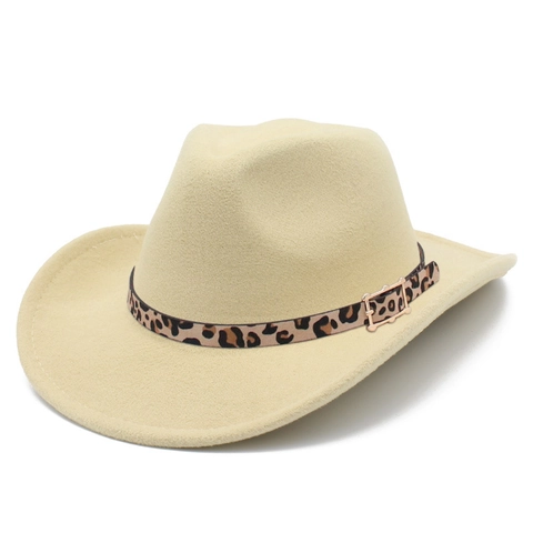 Vintage Wide Brim Fedora Hat Cowboy Jazz Hat For Women Men Cotton Polyester Leopard Print Belt Buckle Fall Winter Accessories