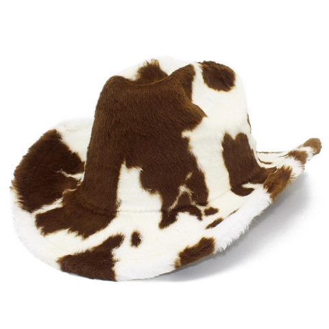 Damen Western Cowboyhut Mit Kuhmuster Kunstpelz Winter Warm Jazz Hut Cowgirl Kostüm Hut Plüsch Hut Mit Breiter Krempe Herbst Winter Hut