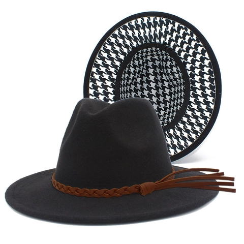Sombrero Fedora De Pata De Gallo De Estilo Británico Con Borla De Cinturón Gorra De Jazz De Ala Ancha Para Mujer Sombrero De Fiesta De Fieltro De Lana Vintage