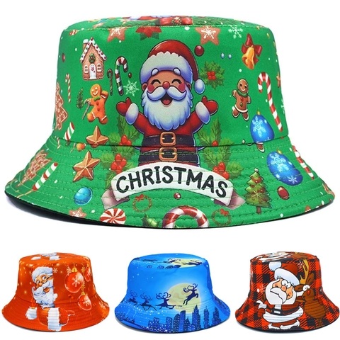 Weihnachten Anglerhut Weihnachtsmann Rentier Schneemann Druck Faltbar Feiertag Fischerhut Outdoor Sonnenhut Für Herren Damen Geschenk