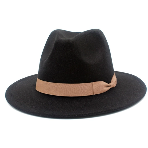 Classico Cappello Fedora Unisex in Feltro Ala Larga Protezione Solare Panama Jazz Con Fiocco in Rips Leggero per Viaggio Mare