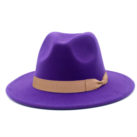 Classico Cappello Fedora Unisex in Feltro Ala Larga Protezione Solare Panama Jazz Con Fiocco in Rips Leggero per Viaggio Mare
