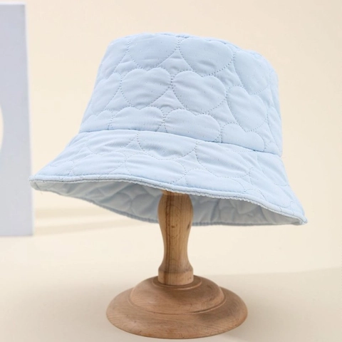 Women Sweet Heart Quilted Bucket Hat Winter Windproof Warm Polyester Cotton Blend Sun Protection Fashion Basin Hat