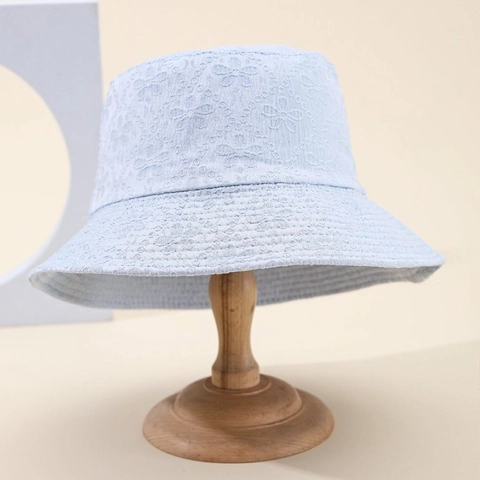 Women's Floral Embroidery Lace Bucket Hat Cotton Sunshade Sun Protection Windproof Outdoor Casual Sweet Fisherman Hat