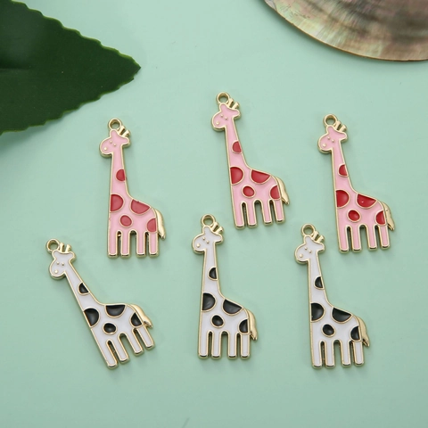 Cartoon Giraf Gevlekt Legering Emaille Hanger Dier Stijl DIY Sieraden Maken Accessoire Voor Ketting Armband