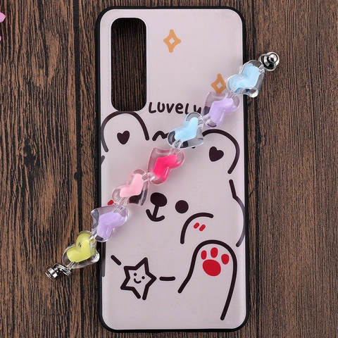 Chaîne de Téléphone Perlée en Résine Gelée Tendance Cœur Transparent Cordon de Téléphone Mobile Ornement Suspendu Pour Femmes
