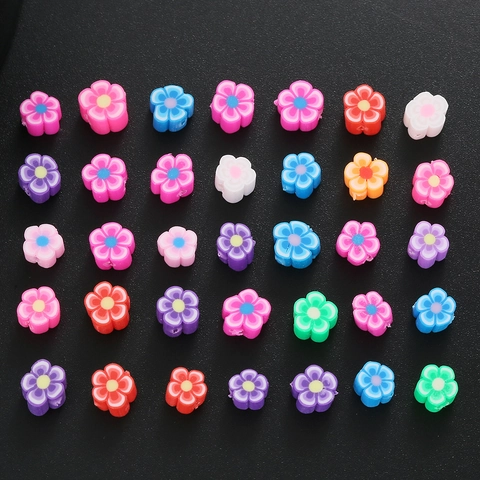 Perles de Fleur en Pâte Polymère Colorées pour la Fabrication de Bijoux DIY Bracelets Colliers Breloques de Téléphone