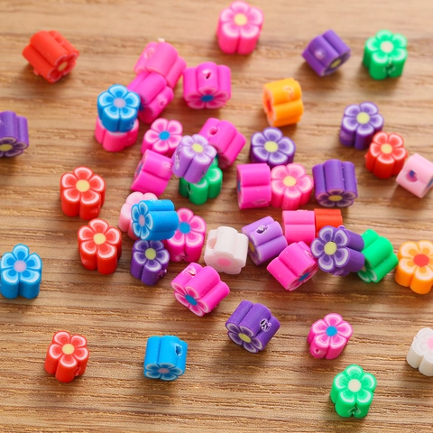 Perles de Fleur en Pâte Polymère Colorées pour la Fabrication de Bijoux DIY Bracelets Colliers Breloques de Téléphone