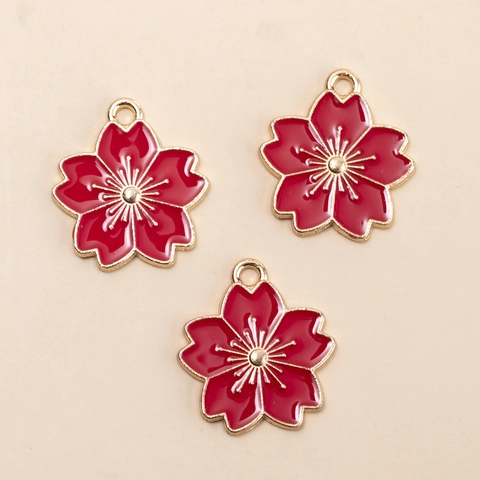 Alloy Enamel Sakura Heart Milk Tea Star Bowknot Charms For DIY Jewelry Making Accessories Red Pink Gold Plated Pendants