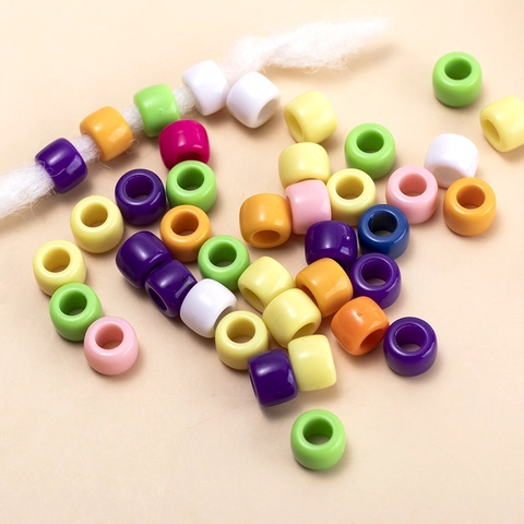 Vivaci Perle a Botte in Resina con Foro Grande per Fai-da-te Gioielli Bambini Perle Pony Multicolore per Bracciali Collane Accessori