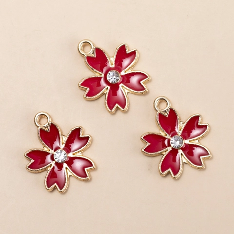 Alloy Enamel Sakura Heart Milk Tea Star Bowknot Charms For DIY Jewelry Making Accessories Red Pink Gold Plated Pendants