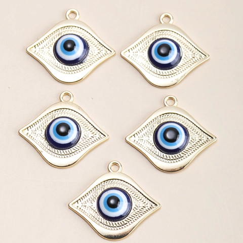 Evil Eye Alloy Pendant Gold Plated Drip Oil Enamel Rhombus Shape Pendant Only Without Chain DIY Jewelry For Necklace Making