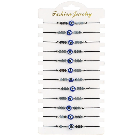 Ensemble de Bracelets Tissés Ajustables Mauvais Œil Pour Femmes Hommes Cœur Flèche Hématite Résine Perles Tissées à la Main Bijoux Amulette de Protection Cadeau