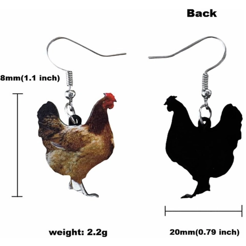 Boucles d'Oreilles Pendantes en Acrylique Animaux Créatifs pour Femmes Poule Escargot Oie Vache Imprimées Bijoux Cadeau