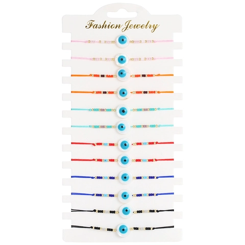 Ensemble de Bracelets Tissés Ajustables Mauvais Œil Pour Femmes Hommes Cœur Flèche Hématite Résine Perles Tissées à la Main Bijoux Amulette de Protection Cadeau