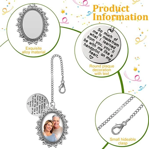 Graduation Memorial Photo Pendant DIY Alloy Frame With Chain Glass Cover Vintage Embossed Commemorative Gift For Students